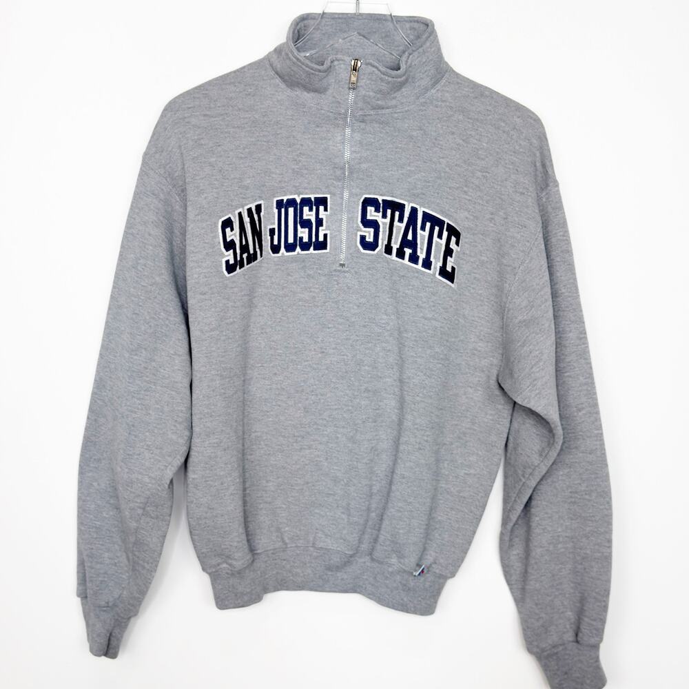 Russell Athletics San Jose State University Gray Quarter Zip Sweatshirt M Unisex